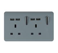 Trendi 2G 13 Amp Socket with 4 x USB Ports - Cool Grey, Grey
