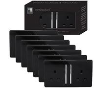 Trendi 2 Gang Artistic Modern Glossy 13 Amp Switched Plug Socket (7 Pack)