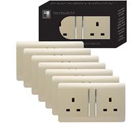 Trendi 2 Gang Artistic Modern Glossy 13 Amp Switched Plug Socket (7 Pack)