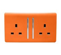 Trendi 2 Gang Artistic Modern Glossy 13 Amp Switched Tactile Plug Socket, Orange
