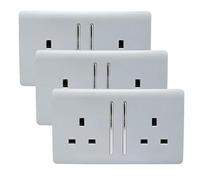 2 Gang 13Amp Long Rocker Double Socket - Silver / 3