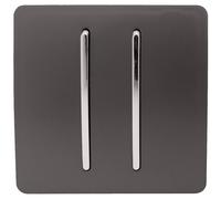 Trendi 2 Gang Artistic Modern Glossy Tactile Home Automation Switch Dark Brown