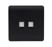 Trendi 2 Gang RJ45 Cat 5e & Cat 6 PC Ethernet Socket in Matt Black
