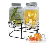 Trendi 2 X 4L Glass Water Dispenser with Metal Wire Stand: A Stylish and Practical Solution for Serving Cocktails, Juices, Water, and More in Elegance