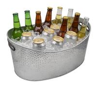 TRENDI 20L Hammered Stainless Steel Drinks Tub - Large Beverage Beer Cooler Ice Bucket with Handles - Party, BBQ & Event Drink Chiller
