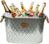 Trendi 24L Cold Drinks Galvanised Steel Oval Tub Beverage Lager Outdoor Ice Bucket