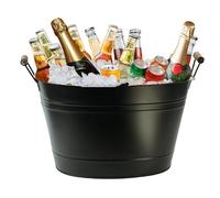 Trendi 24L Cold Drinks GALVANISED Steel Oval Tub Outdoor ICE Bucket Cooler | Beverage Beer Lager Drink Pail Cocktails Parties, Drinks Cooler, Wine Bucket (BLACK)