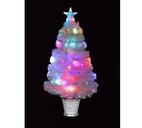 Trendi 2ft Multi-Coloured Fibre Optic Christmas Tree with Star & Cones | Pre-Lit Tabletop Xmas Tree | 12V 3.6W Isolating Transformer Plug with Timer | Mini Fibre Optic LED Christmas Decoration (White)