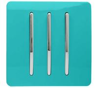 Trendi 3 Gang 1 Way Artistic Modern Glossy 10 Amp Rocker Tactile Light Switch Bright Teal