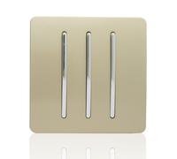 Trendi 3 Gang 1 Way Artistic Modern Glossy 10 Amp Rocker Tactile Light Switch Champagne Gold