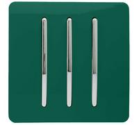 Trendi 3 Gang 1 Way Artistic Modern Glossy 10 Amp Rocker Tactile Light Switch Dark Green