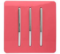 Trendi 3 Gang 1 Way Artistic Modern Glossy 10 Amp Rocker Tactile Light Switch Strawberry