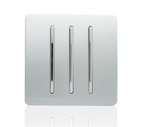 Trendi 3 Gang 1 Way Modern Glossy 10 Amp Rocker Light Switch Silver