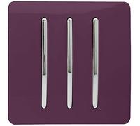 Trendi Switch 3 Gang 1 or 2 way Rocker Light Switch in Plum Purple