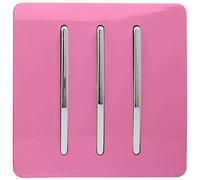 Trendi Switch 3 Gang 1 or 2 way Rocker Light Switch in Candy Pink, Pink