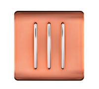 Trendi 3 Gang 2 way 240V Screwless Raised Front Plate Plastic Artistic Modern Glossy 10 Amp Chrome Rocker Triple Electrical Wall Light Switch Copper - ART-SS6CPR