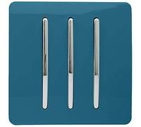 Trendi 3 Gang 2 Way Artistic Modern Glossy 10 Amp Rocker Tactile Light Switch Ocean Blue