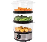 Trendi 3-Tier 6L Food Steamer with Timer & Rice Bowl in White Trendi White