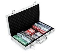 Trendi® 300PCs Casino Poker Game Chips Set 2 Decks 5 Colour Dice + Aluminium Carry Case