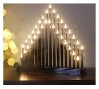 Trendi 33 Warm White LEDs Candles Bridge |Main Powered Plastic Pipe Tube Tower| Holiday Indoor Festive for Christmas | Modern Faux Xmas Decoration for Window Sill, Table (Black 33 LED Candle Bridge)