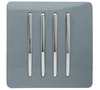 Trendi 4 Gang 1 Way Artistic Modern Glossy 10 Amp Rocker Tactile Light Switch Cool Grey