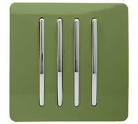 Trendi 4 Gang 1 Way Artistic Modern Glossy 10 Amp Rocker Tactile Light Switch Moss Green