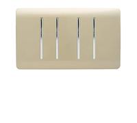 Trendi 4 Gang (2 Way & 1x Intermediate) Glossy 10 Amp Rocker Light Switch Gold
