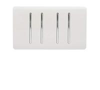 Trendi 4 Gang (2 Way & 1x Intermediate) Glossy 10 Amp Rocker Light Switch Ice White