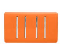 Trendi 4 Gang (2 Way & 1x Intermediate) Glossy 10 Amp Rocker Light Switch Orange