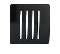 Trendi 4 Gang 2 Way Artistic Modern Glossy 10 Amp Rocker Tactile Light Switch Black ART-SS8BK