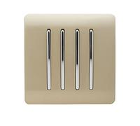 Trendi 4 Gang 2 way 240V Screwless Raised Front Plate Plastic Artistic Modern Glossy 10 Amp Chrome Rocker Quad Electrical Wall Light Switch Champagne Gold - ART-SS8GO