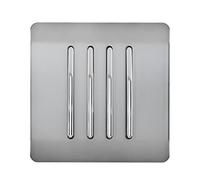 Trendi 4 Gang 2 way 240V Screwless Raised Front Plate Plastic Artistic Modern Glossy 10 Amp Chrome Rocker Quad Electrical Wall Light Switch Brushed Steel - ART-SS8BS