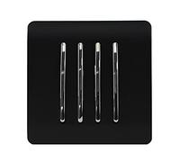 Trendi 4 Gang 2 way 240V Screwless Raised Front Plate Plastic Artistic Modern Glossy 10 Amp Chrome Rocker Quad Electrical Wall Light Switch Matt Black - ART-SS8MBK