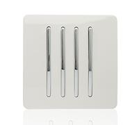 Trendi 4 Gang 2 way 240V Screwless Raised Front Plate Plastic Artistic Modern Glossy 10 Amp Chrome Rocker Triple Electrical Wall Light Switch Ice White - ART-SS8WH