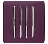 Trendi 4 Gang 2 way 240V Screwless Raised Front Plate Plastic Artistic Modern Glossy 10 Amp Chrome Rocker Quad Electrical Wall Light Switch Plum Purple - ART-SS8PL
