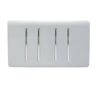 Trendi Artistic Modern Glossy 4 Gang 2 Way Rocker Double Plate Tactile Light Switch in Silver