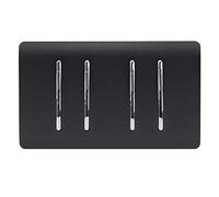 Trendi 8 Gang 2 way 240V Screwless Raised Front Twin Plate Plastic Artistic Modern Glossy 10 Amp Chrome Rocker Electrical Wall Light Switch Matt Black - ART-SS88MBK
