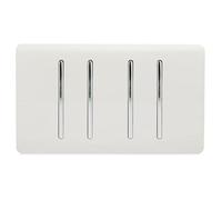 Trendi Artistic Modern Glossy 4 Gang 2 Way White Rocker Double Plate Tactile Light Switch in White
