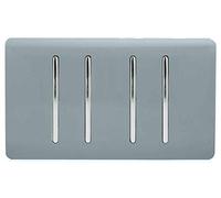 Trendi Switch Trendi Artistic Modern Glossy 4 Gang 2 Way Rocker Double Plate Tactile Light Switch Cool Grey