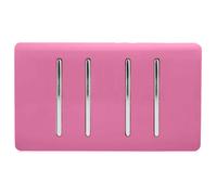 Trendi 4 Gang (2 Way & 2xIntermediate) Glossy 10 Amp Rocker Light Switch Pink