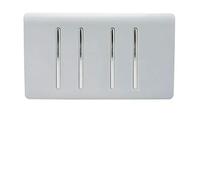 Trendi 4 Gang (2 Way & 2xIntermediate) Glossy 10 Amp Rocker Light Switch Silver