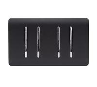 Trendi 4 Gang (2 Way & 3xIntermediate) 10 Amp Rocker Light Switch Matt Black