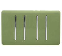 Trendi 4 Gang (2 Way & 3xIntermediate) Glossy 10 Amp Rocker Light Switch Moss Green