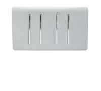 Trendi 4 Gang (2 Way & 3xIntermediate) Glossy 10 Amp Rocker Light Switch Silver