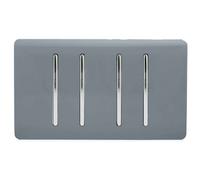 Trendi 4 Gang (2 Way & 3xIntermediate) Glossy 10 Amp Rocker Light Switch Warm Grey