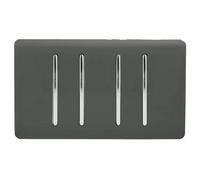 Trendi 4 Gang 3 Way Intermediate Artistic Modern Glossy 10 Amp Rocker Light Switch Charcoal