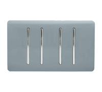 Trendi 4 Gang 3 Way Intermediate Artistic Modern Glossy 10 Amp Rocker Light Switch Cool Grey