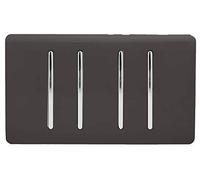 Trendi 4 Gang 3 Way Intermediate Artistic Modern Glossy 10 Amp Rocker Light Switch Dark Brown