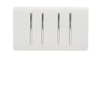 Trendi 4 Gang 3 Way Intermediate Artistic Modern Glossy 10 Amp Rocker Light Switch Ice White