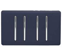 Trendi 4 Gang 3 Way Intermediate Artistic Modern Glossy 10 Amp Rocker Light Switch Navy